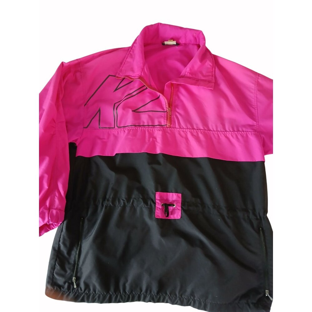 K2 Mens Pink Black Half Zip Pullover Windbreaker Jacket Drawstring Size L yk2 - Picture 10 of 16